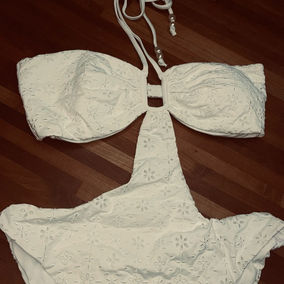 L*Space Marina Eyelet One Piece Swimsuit white XL - Picture 4 of 13
